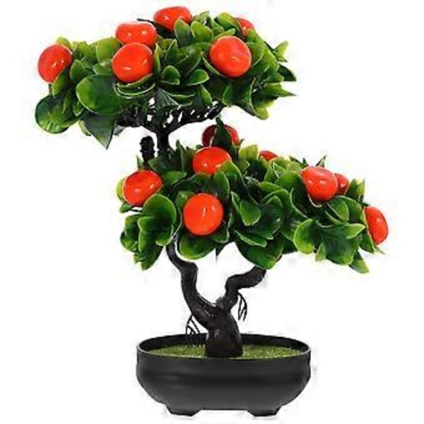 Kunstig frugttræ i potte, falsk frugttræ i potte til skrivebordet, falsk bonsai-ornament As Shown2