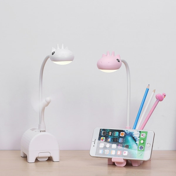 Hvit LED-skrivebordslampe for barn, tre-farget dimbar skrivebordslampe, til
