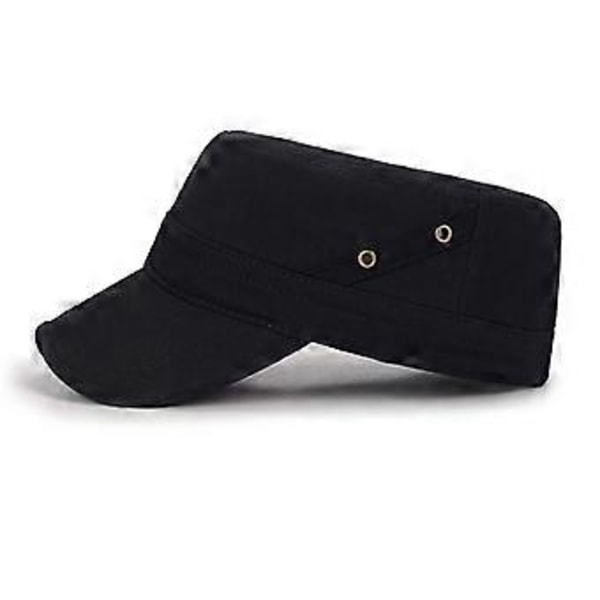Herre Flat Cap med To Huller på Siden Justerbar Baseball Cap (Sort) balck