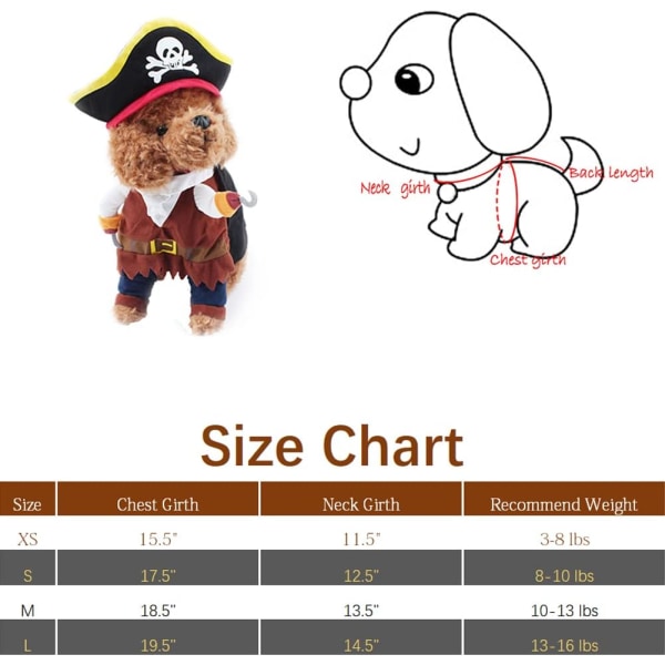 （S) Pet Dog Costume Pirates of The Caribbean Style Cat Costumes