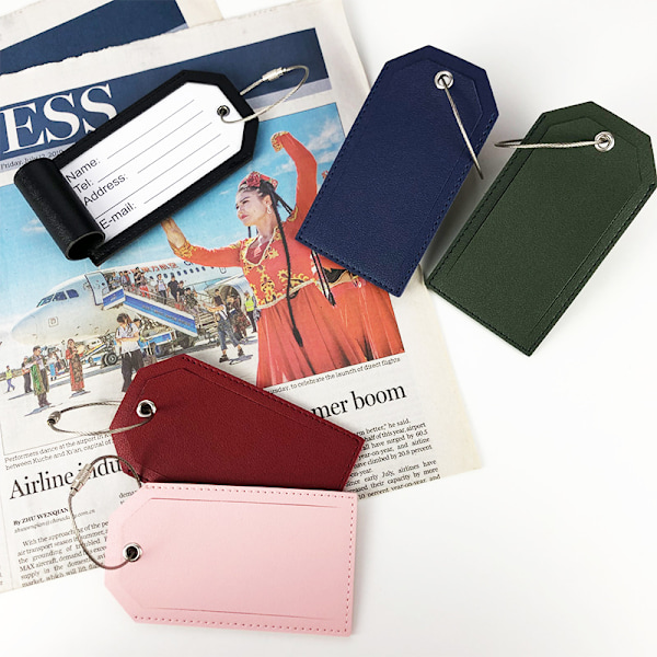 6,5*11,5 cm, (Pink), 2 stk. TravelMore Polyurethan Kuffertmærker -