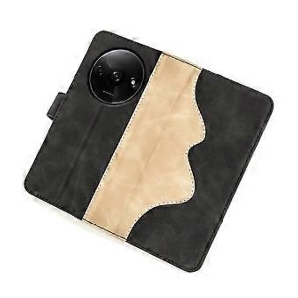 Til Xiaomi Redmi A3/Poco C61 4G Wallet Case PU Læder Farvesplejsning Stødsikkert Telefoncover Style A