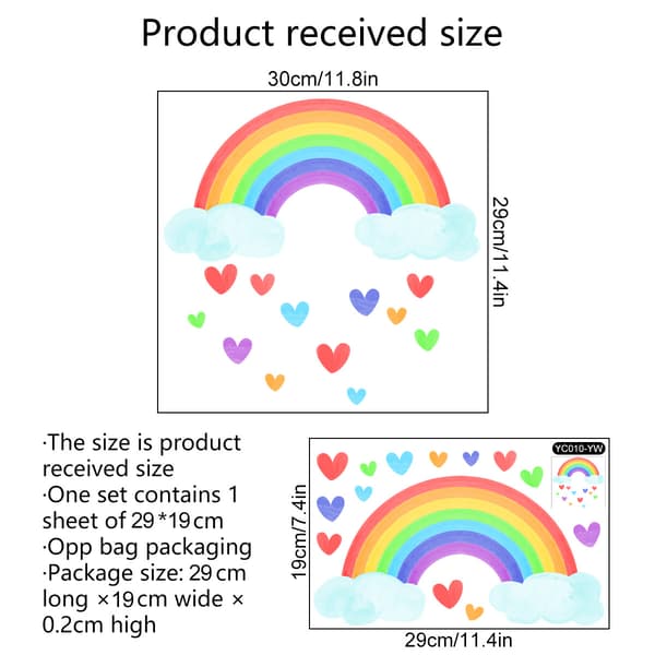 Glow Rainbow Cloud Love Wall Decal Paper Glow Sticker Stue