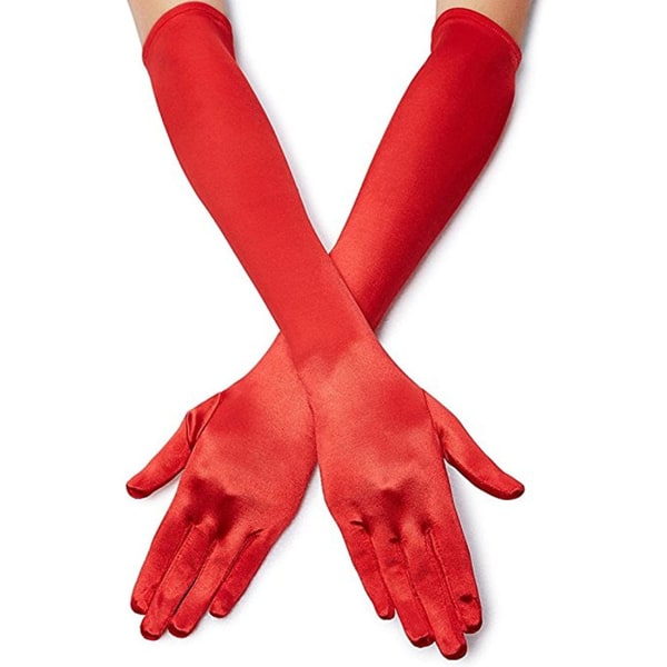 Damhandskar Långa Handskar Satin Armbågslånga Handskar Fest Handskar Armbåge