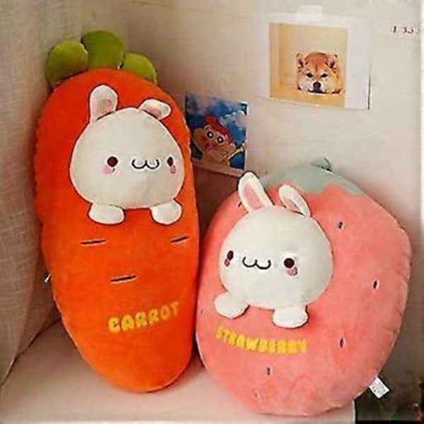 18 Söt Jordgubbe Gosedjur Kanin Plysch Kudde Mjuk och Squishy Leksak för Barn Pojkar och Flickor, Perfekt Present till Kawaii-älskare denna Hallo