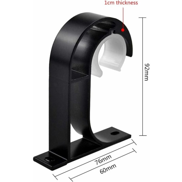 2 stk gardinstangbrakett, veggmontert gardinstangbrakett takmonteringsbraketter sinklegering klesskapstangbrakett for soverom stue gardinstang med skruer, svart