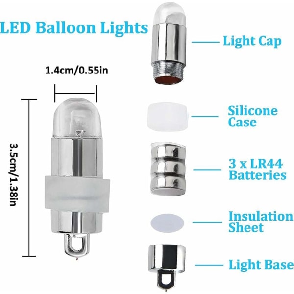30 x LED-ballonglampor, LED-papperslykta, vattentät och hållbar