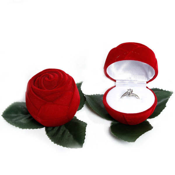 2 Roses Flower Forms Ringe Smykkeskrin, Valentinsdag gaveæske