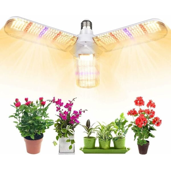 Plantelampe, plantevekstlampe LED plantehagebrukslampe Perfekt for innendørs planter 3 blader (36W)