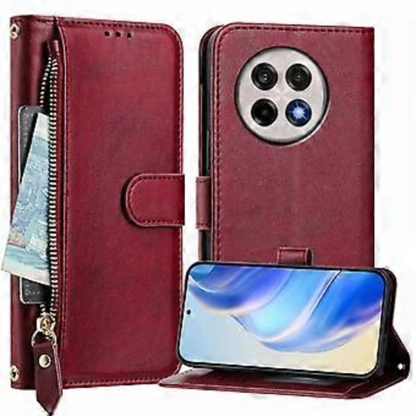 Til OnePlus Ace 5 Pro 5G/OnePlus 13R 5G Etui Lynlåslomme Flere Kortpladser Læder Telefon Cover Red