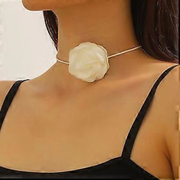 Tyylikäs poltetun reunan kukka choker kaulakoru naisille romanttinen kukka choker solisluu juhla banketti kaulakoru koru lahja musta Black