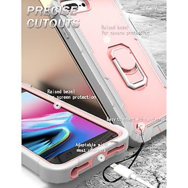 PC + Gummiskal för iPhone 8 Plus / 7 Plus Grey White   Rose Gold