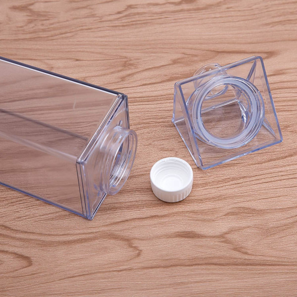 Fyrkantig mjölkflaska (transparent / 500 ml) Genomskinlig läcksäker plast