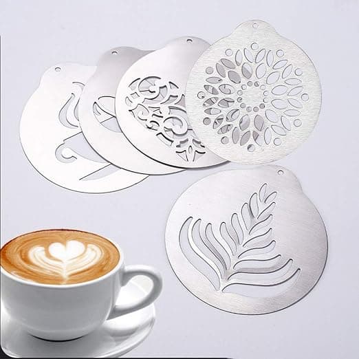 5 rustfrie stål kaffemøller, latte art kaffekransforme, p
