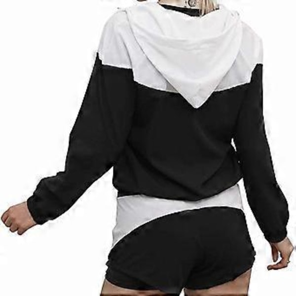 Sexet Krydsbånds Sports Fitness Sæt V-formet Mesh Langærmet Fitness Tøj Hætte 2XL