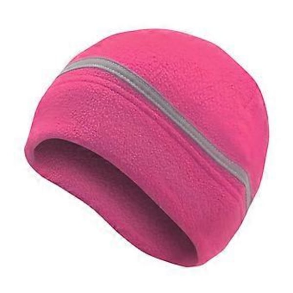 Reflekterande Fleece Mössa Vintermössa med Reflekterande Rand Fleece Tjock Skull Cap Säkerhetsmössa för Skidåkning Cykling Ridning Vandring (rosaröd)