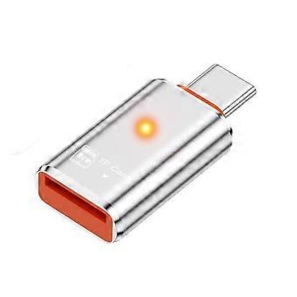 USB2.0 Typ C till MicroSDs TFs Adapter OTG Kortläsare Minneskortläsare för Telefon Laptop Silver Silver