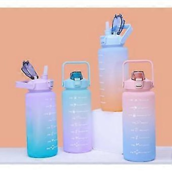 2000ML Sports Vandflaske Gradient Farve Stor Kapacitet Vandflaske blue