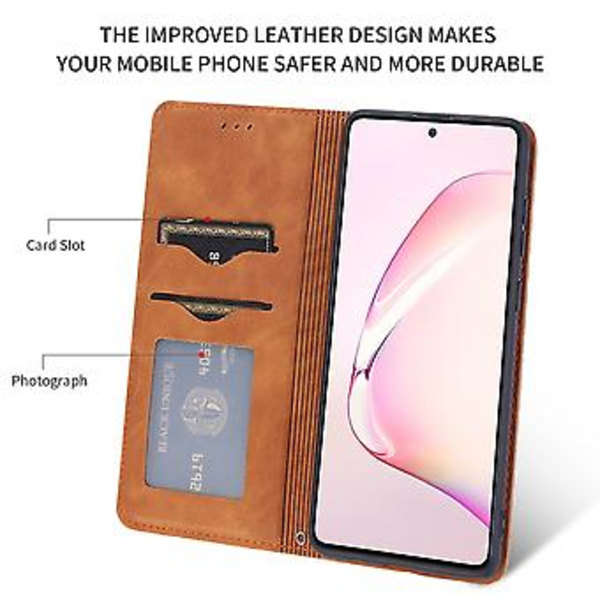 Samsung Galaxy Note 10 Lite/A81 -puhelimen nahkakotelo yrityskäyttöön Brown