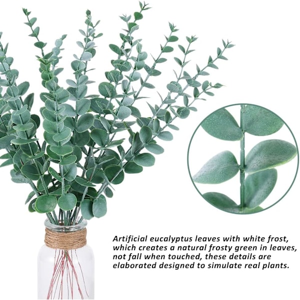24 stk. Kunstig Eucalyptus, Kunstig Eucalyptus Blad, Kunstig