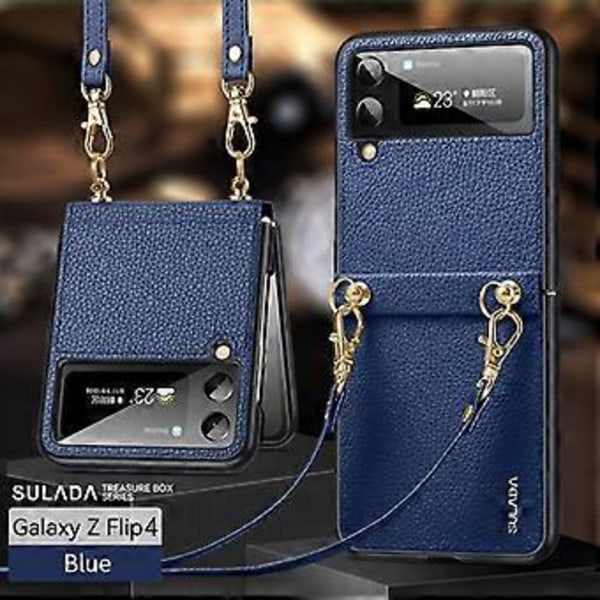 Nahka + TPU -kotelo Samsung Galaxy Z Flip4:lle (vihreä)