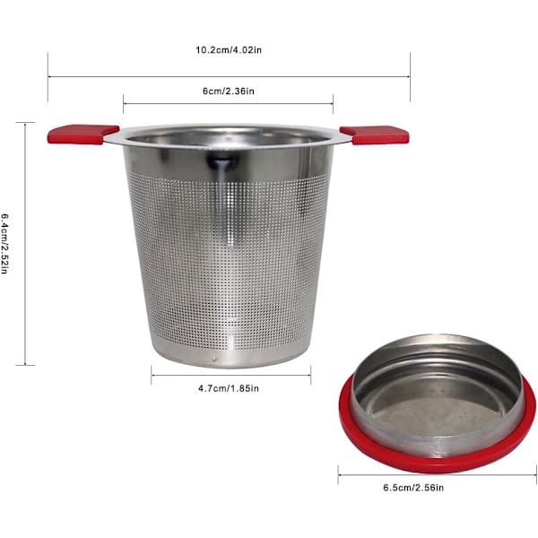 18/8 rustfritt stål teinfuser, stor kapasitet og doble håndtak