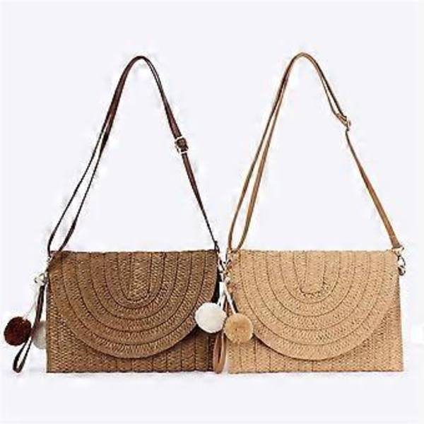 Allsidig Crossbody-väska för kvinnor Enkel handväska Strandväska i halm Axelväska Handgjord Messenger-väska Vardagsväska Beige Beige