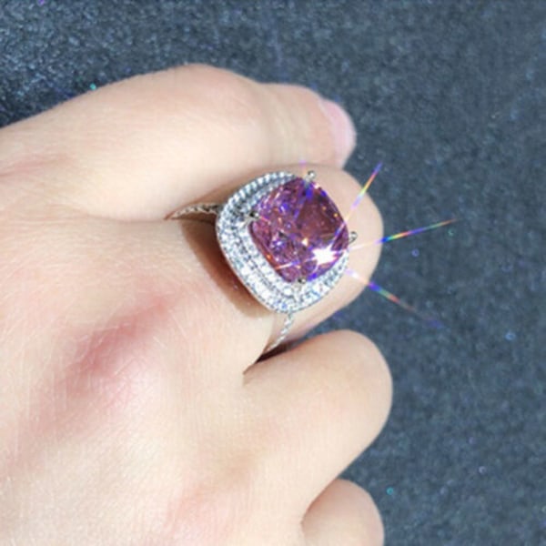 Underbara Cubic Zircon Silver Pläterad Ring Engagement Women Smycken