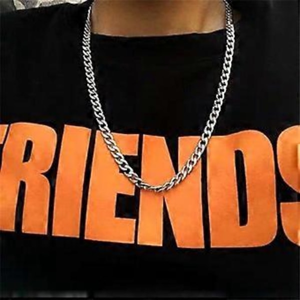 Halsband i rostfritt stål för män - Solid 60 cm silverfärgad kedja - Handgjord herrkedja - Dubbel pansarkedja - Present till män (Silver 5mm)