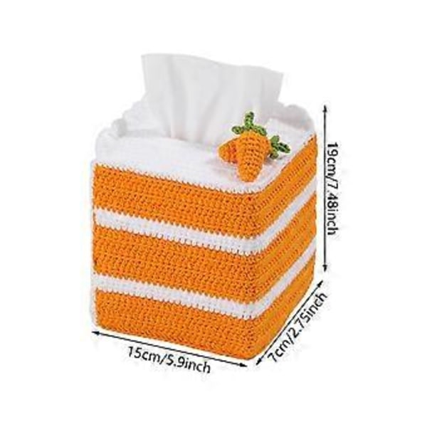 Virkningsset för pappersnäsdukslåda för barn, vuxna, nybörjare, inkluderar steg-för-steg-instruktioner, virknål, garn, stickningstillbehör carrot tissue box