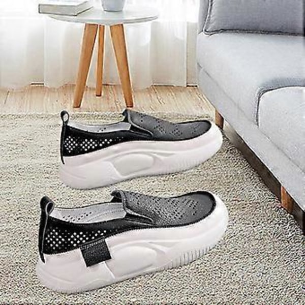 Uformelle damesko Sportssko Fottøy Komfortable motesko Fritidssko Sneakers for streetwear Gåing Jogging Shopping (37Svart) Black 37