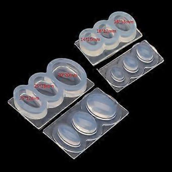 Silikon Rund Oval Firkant Form Resin Epoxy Form Ellipse Former Anheng Støping for UV Resin Håndverk DIY Smykkeverktøy 7