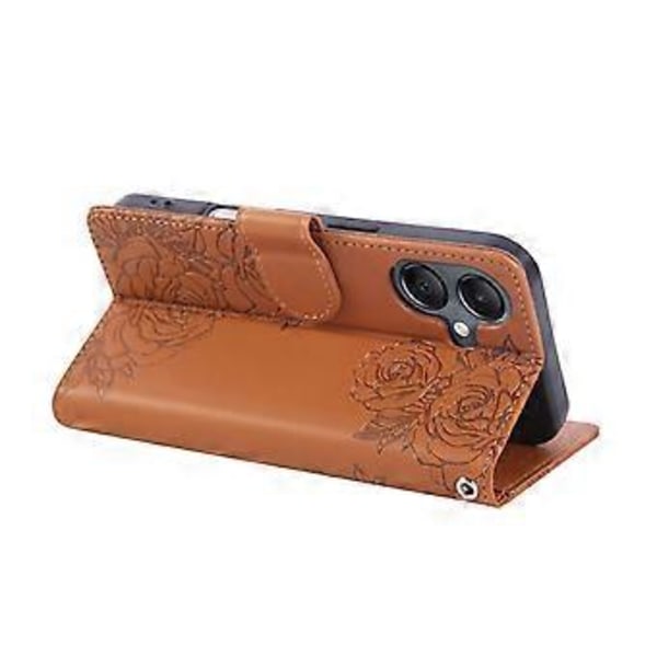 Samsung Galaxy A06 4G -kotelo Ruusu Kukka PU-nahkainen lompakkopuhelinkotelo 3 korttipaikalla Brown