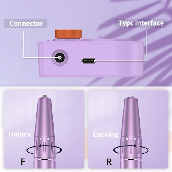 Hvit, profesjonell elektrisk neglsliper, elektrisk neglfil, por