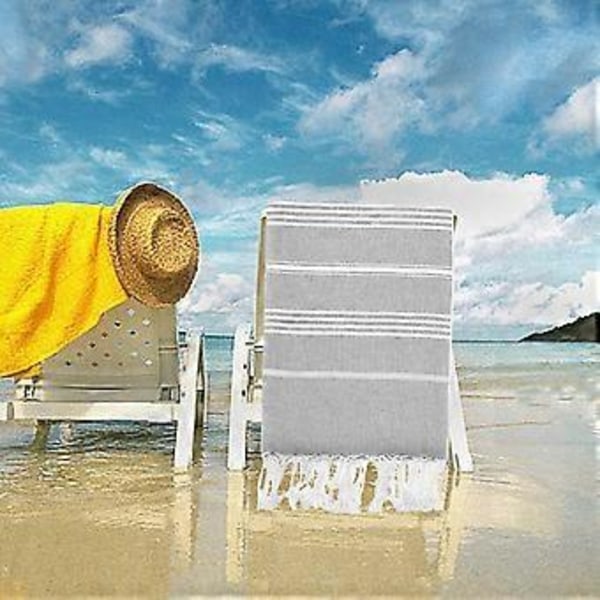 Fint Fiber Strandhåndkle Lett Badehåndkle Sandstrandteppe Reise Svømmebasseng Multifunksjonelt Håndkle 90x180 cm