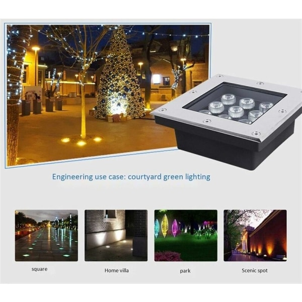 Udendørs firkantet LED-indbygningsspot Udendørs jordlys IP67 W