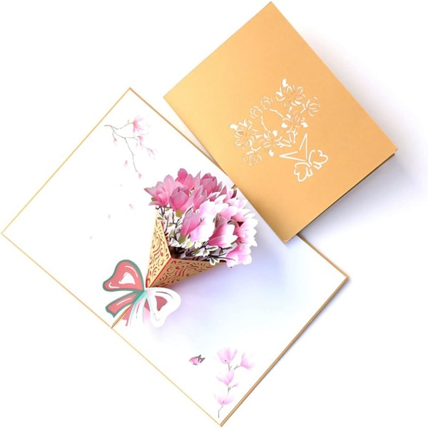 Blomster Pop Up-kort, 3d Födelsedag Pop Up-kort, 3D Alla hjärtans dag