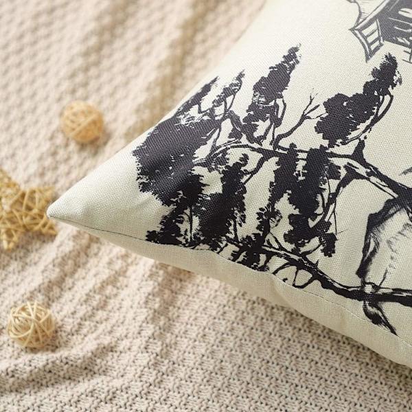 Sett med 4 (45 x 45 cm) pynteputer i polyester og lin