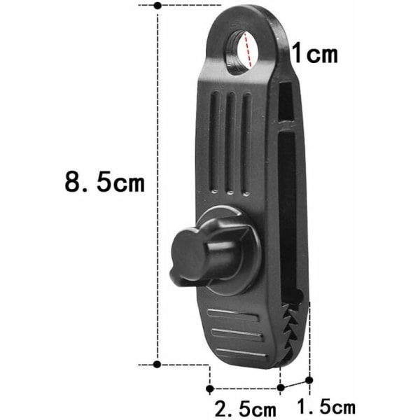 10 stk. presenningklemmer, plastik teltklemmer, presenningklemmer, teltklemme, markiser, elastisk presenningklemme, kuglepresenningklemmer til campingpresenninger, campingvogn, haveafskærmning, sort