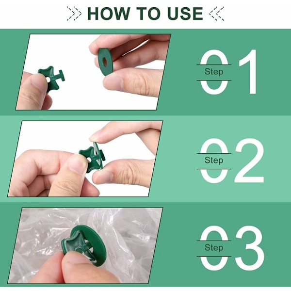 200 stk. Drivhus Plast Twist Clips Fastgørelsesklips og Skiver