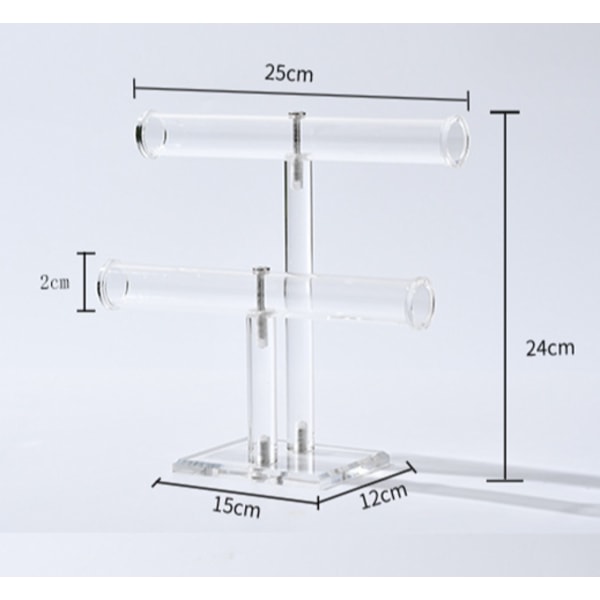 Transparent smykkeholder, to-lags smykke display stativ, hængende