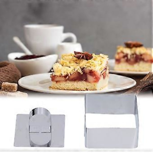 Kagemousseringform Rustfrit Stål Dessertringe Kageskærer til Salater Kager Bageværktøj Firkantet: 4x8cm