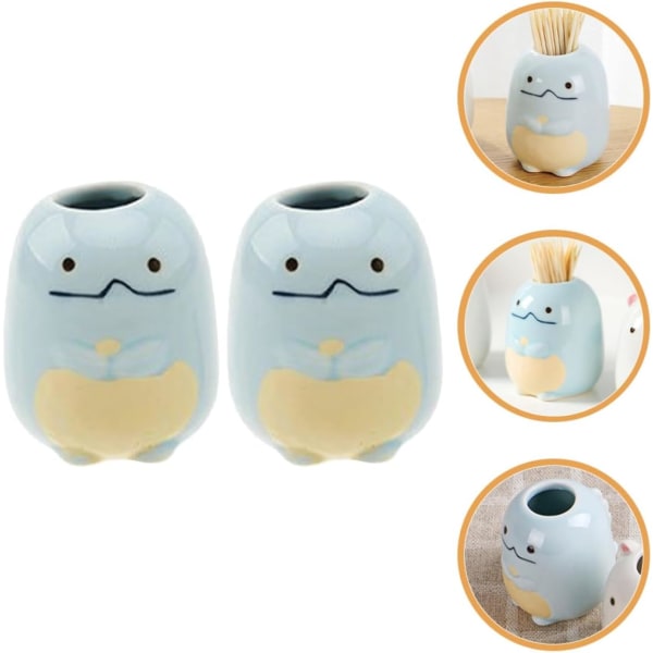 2 Pieces Sky Blue Cartoon Toothpick Holder Mini Containers Mini M