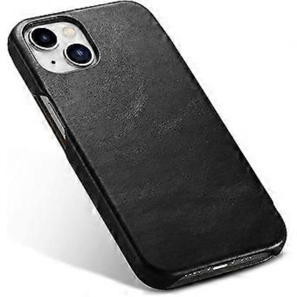 Nahkainen Folio-kotelo yhteensopiva iPhone 13 mini:n kanssa - Vintage-tyyli, aito nahka, kääntöfolio-suunnittelu - Sisäänrakennettu magneettinen sulkeminen - musta