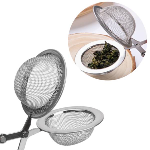 Kugleformet te-si og rustfrit stål te-filter med håndtag (pakke med 4)
