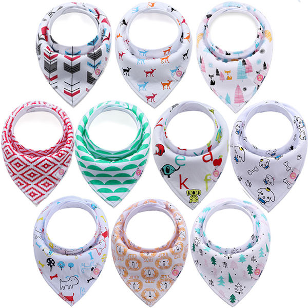 Baby Bandana-haklappar Andningsbara Superabsorberande Mjuka Bomulls-halsdukar