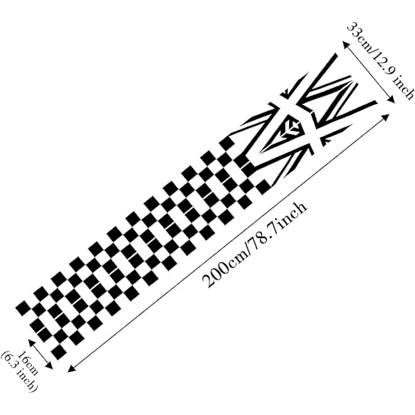 1 par 28cm Racing ternet flag sidespejl klistermærker gitter stribe grafik vandtæt bil dør side klistermærker dekorationer (sort)