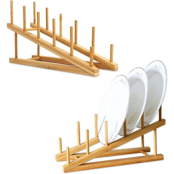 2 stk. Trestativ i tre for oppvask, bambus, 5 rom Ki