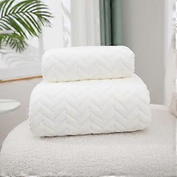 Håndkle Badehåndklesett Fløyelspunnet Svært Absorberende Mykt Badehåndkle Egnet For Baderom Spa Gym White