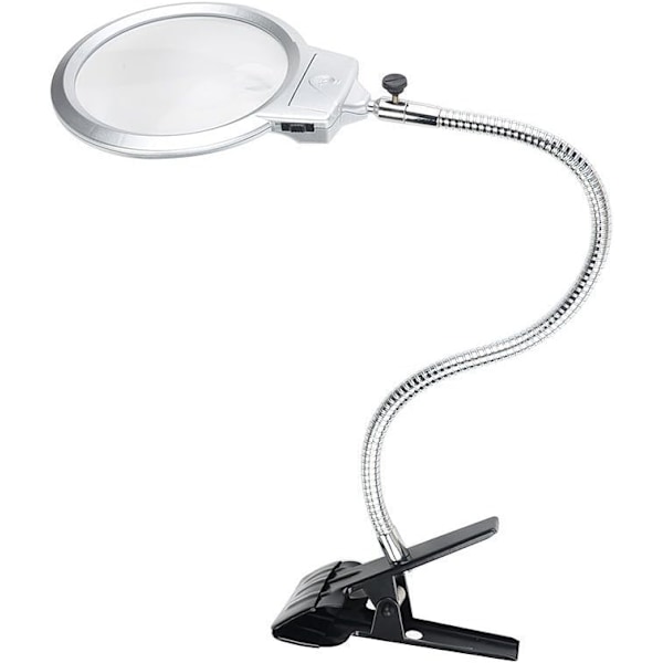 2,5 x 10 x Fleksibel Metal Skrivebords Luplampe med Klemme og 2 LED
